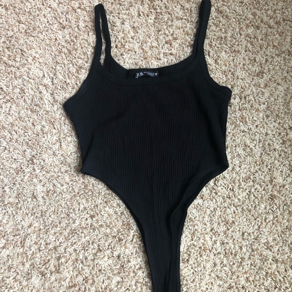 Zara Black Ribbed Bodysuit - Never worn